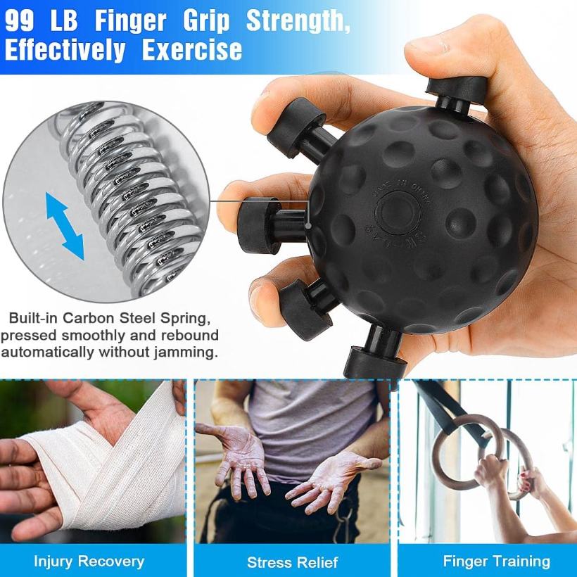 Topretty Finger Grip Strengthener, Gripmaster Hand Exerciser Strengthener with Spring-Loaded