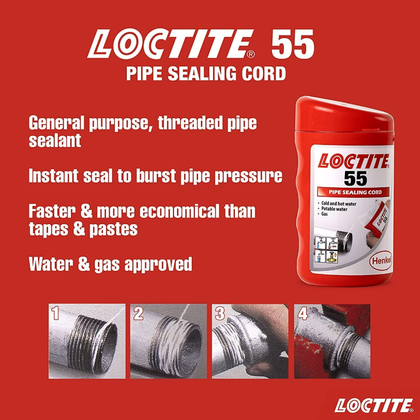 NEW Loctite 55 - Pipe Sealing Cord 160m Length Bigvolume plumber plumbing