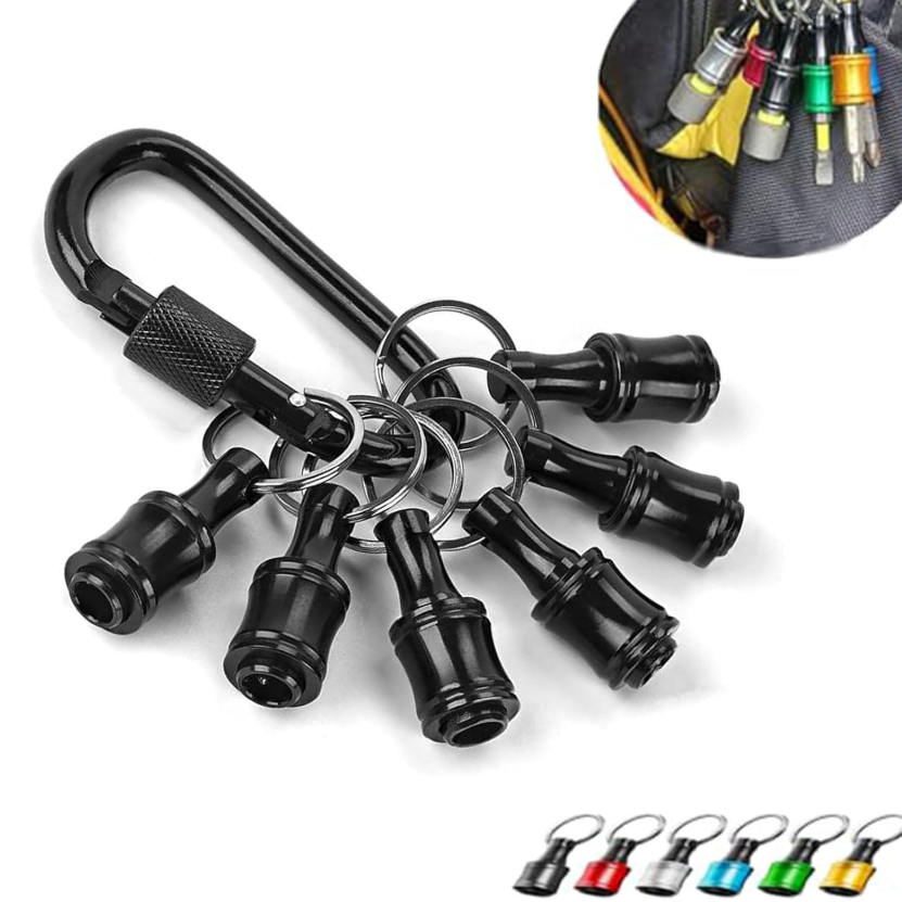 Katerk Portable Bit holder Keychain 12pcs Holders and 2pcs Connection Rods