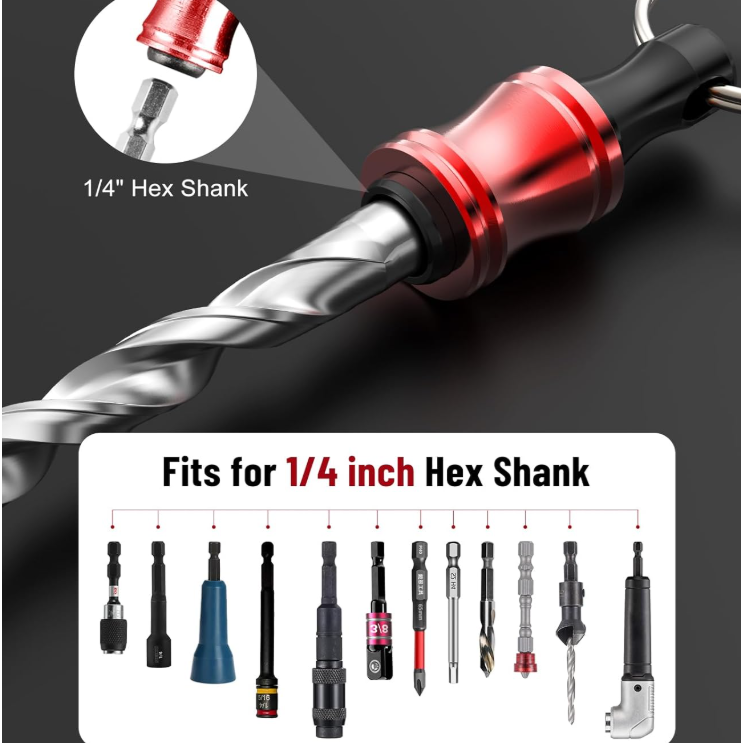 Katerk Portable Bit holder Keychain 12pcs Holders and 2pcs Connection Rods