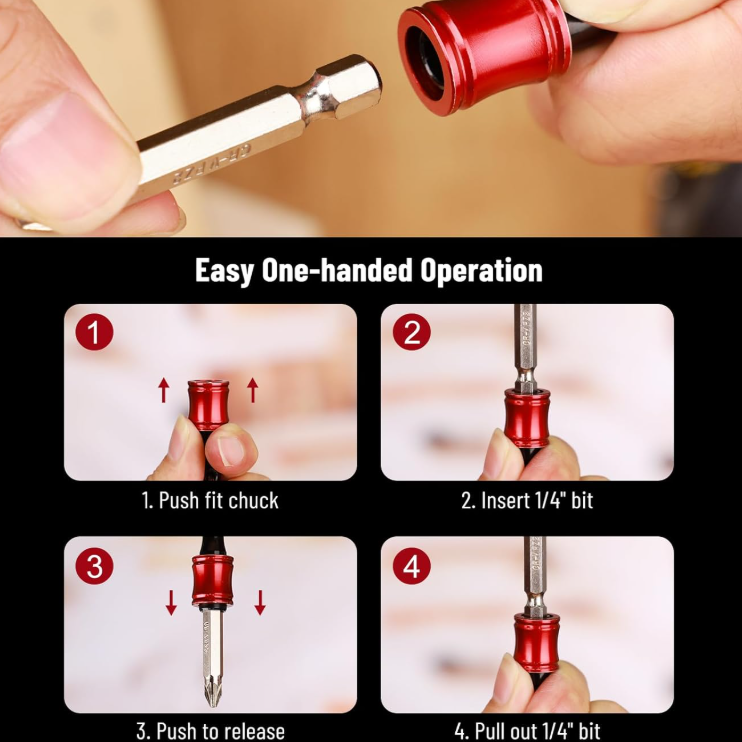 Katerk Portable Bit holder Keychain 12pcs Holders and 2pcs Connection Rods