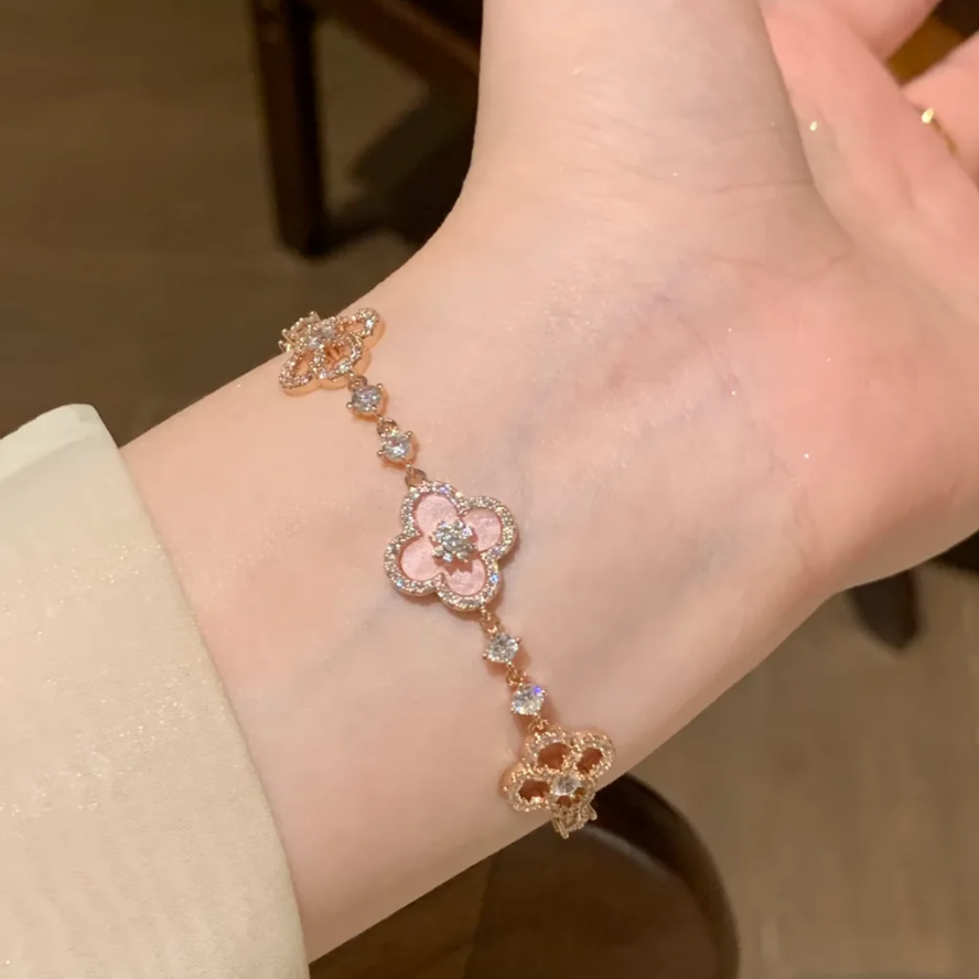Pink Clover Lucky Adjustable Bracelet
