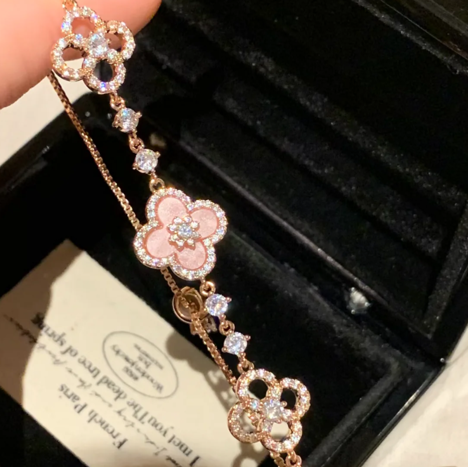 Pink Clover Lucky Adjustable Bracelet
