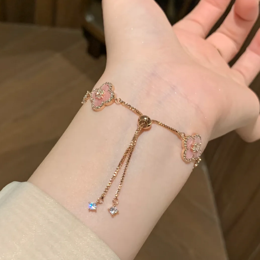 Pink Clover Lucky Adjustable Bracelet