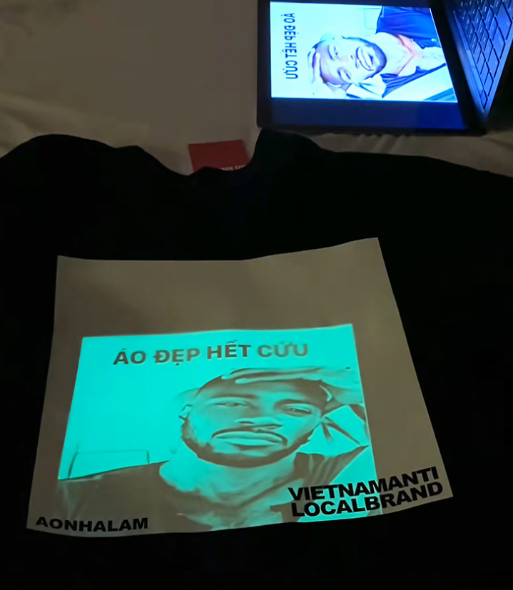 Color-changing fluorescent green printed cotton T-shirt-Unisex