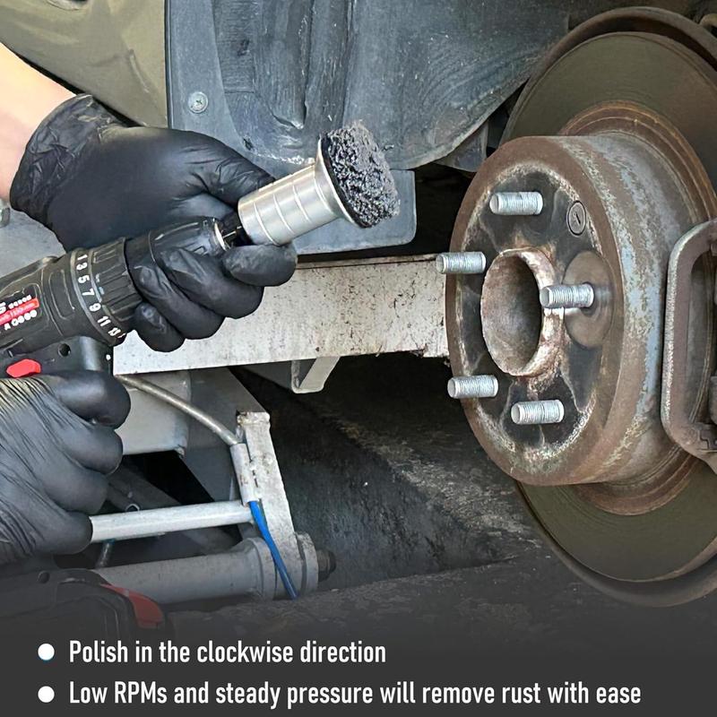 Wheel Hub Cleaning Kit,Brake Hub Cleaning Kit Includes 3 Pads,Holder and Adapter,Fits Power Drill or 1/2" Impact Driven Wrenches