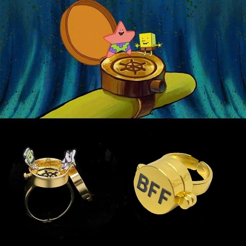 GoodLittleGoods 2Pcs BFF Letter Spinner Rings – Anime-Inspired Secret Box Design, Adjustable Friendship Jewelry for Boys & Girls, Cute Gift for Besties