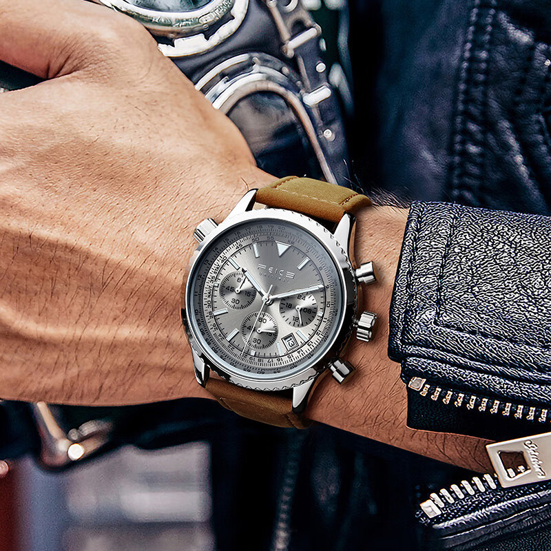 FEICE FK812 Mens Watches Multifunction Chronograph Waterproof Date Analog Quartz Watch