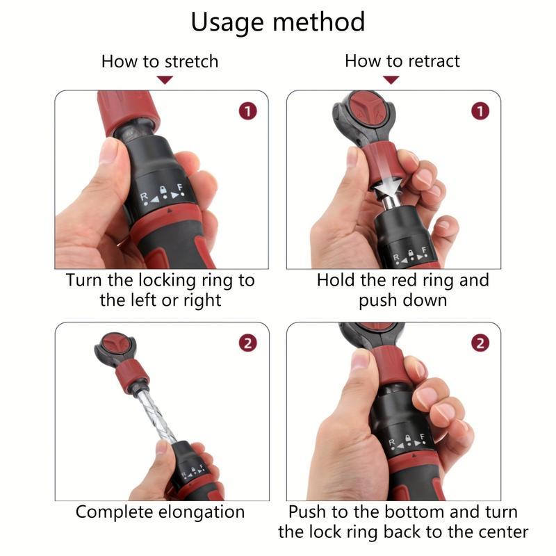 3/8" Drive 72-Tooth Adjustable Ratchet Wrench with Quick-Release Reversible Switch - Ergonomic Red & Black Handle, Heavy-Duty Steel Construction for Tight Spaces, Automotive & DIY Projects, Automotive Tool, Sleek Tool Design, Durable Tool Construction