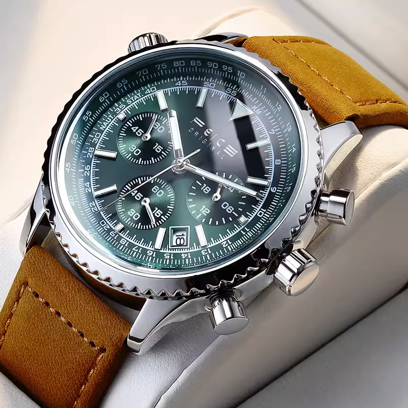 FEICE FK812 Mens Watches Multifunction Chronograph Waterproof Date Analog Quartz Watch