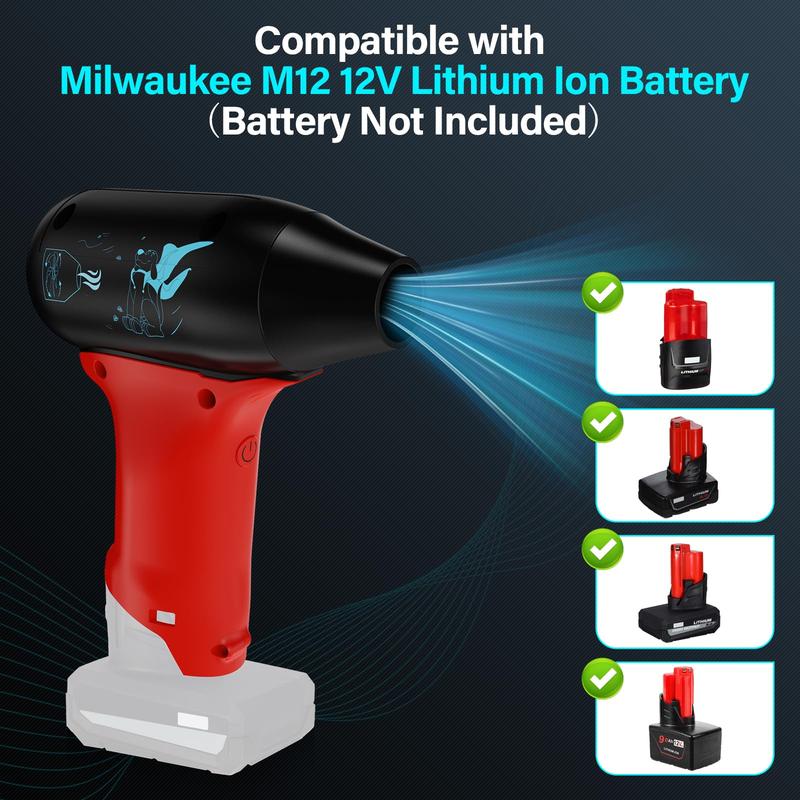 Product Introduction of Leaf Blower for Milwaukee12V M12 Battery Cordless Electric Air Duster Mini Jet Blower Portable Violent Fan for Garage,Sawmill Room,Camping BBQ,Wood Workshop Cleaning,Clear Snow(Battery Not Included) 4
