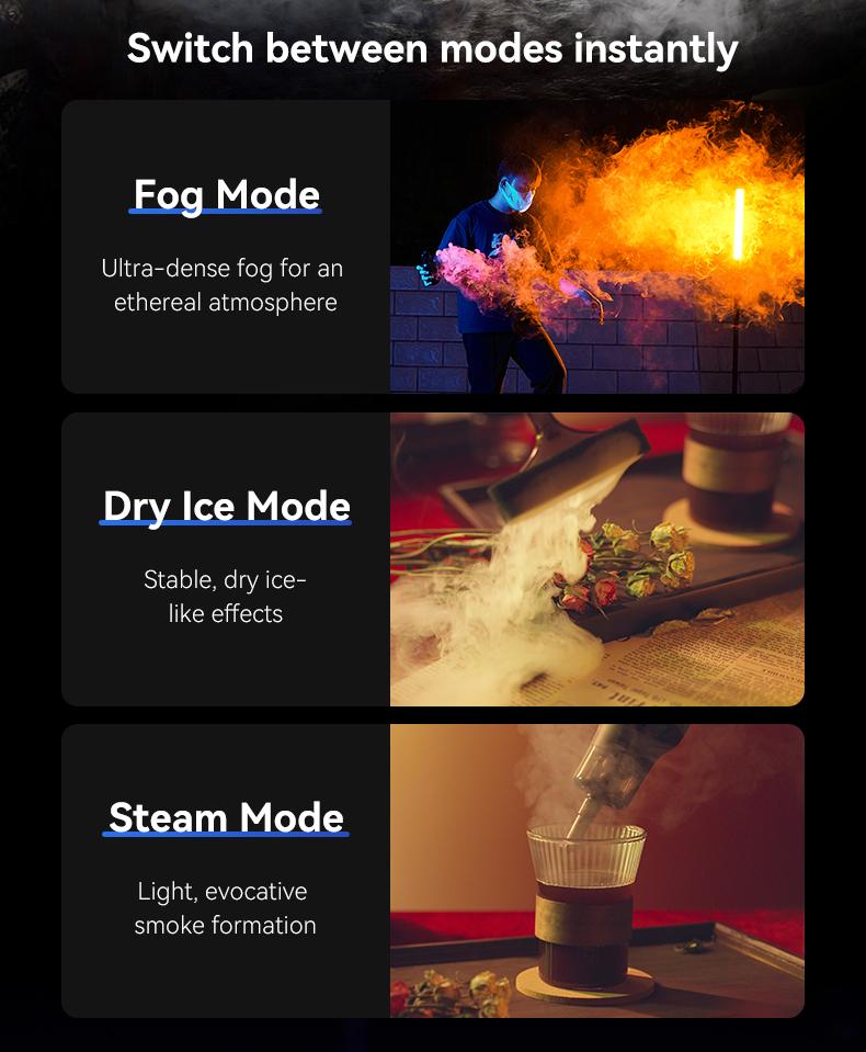 Product Introduction of TELESIN Mini Fog Machine, Portable Handheld Indoor Fog Machine With Removable Remote Control Dry Ice Effect Fog Machine, Professional Photography Fog Machine Shooting Video Microfilm Live Studio Stage Bar Dry Ice Effect Spray Small Studio Props instant 7
