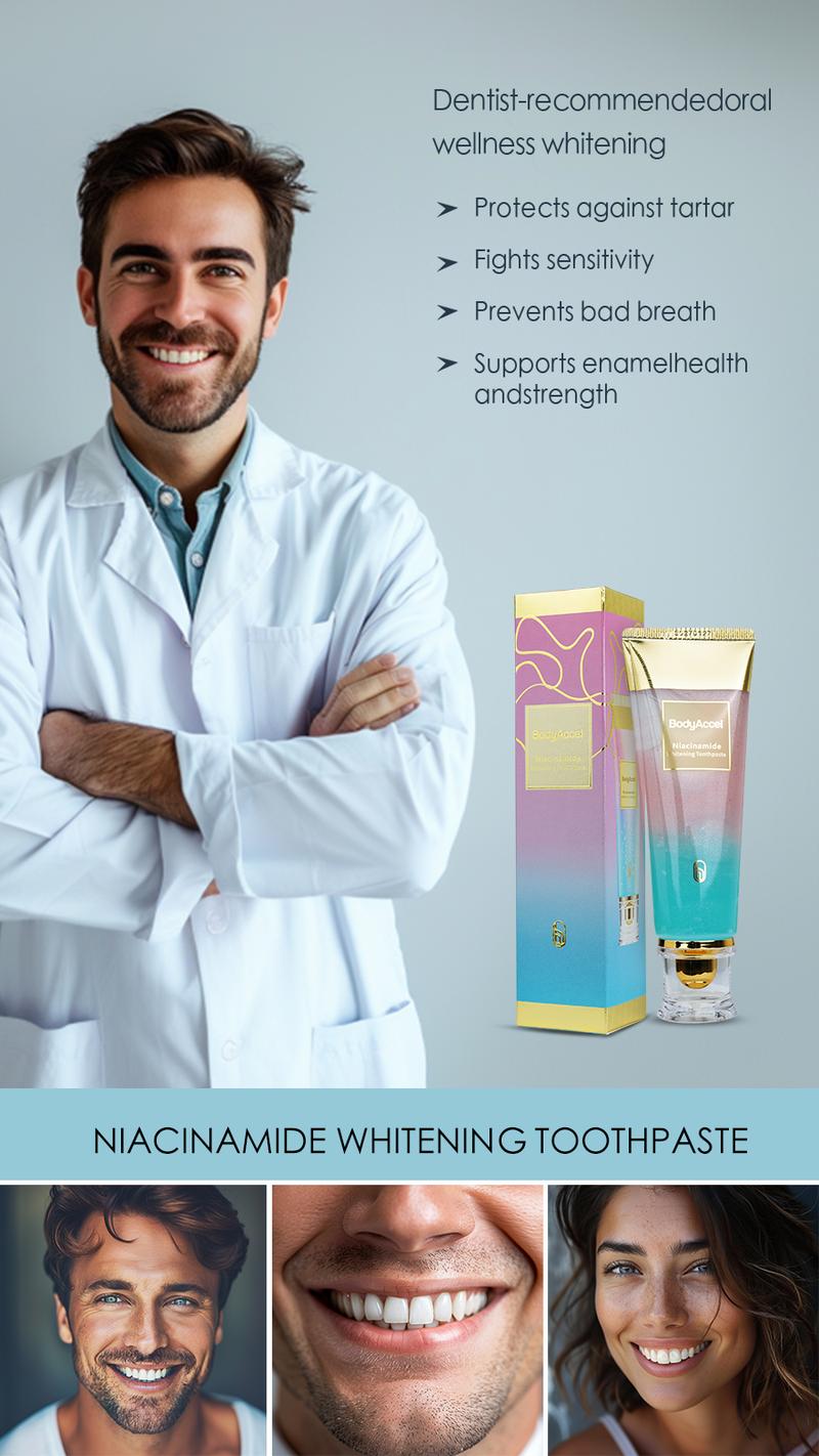 Product Introduction of Bodyaccel Toothpaste's newest fast-acting whitening formula - derived from natural peach extract - niacinamide! 9