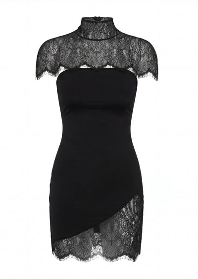 Lace Trimmed Strapless Mini Dress Set