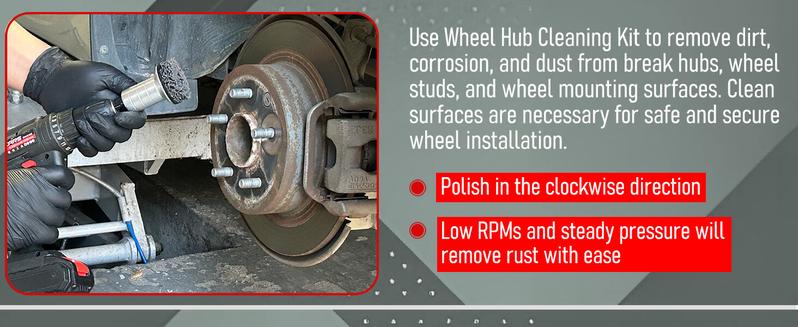 Wheel Hub Cleaning Kit,Brake Hub Cleaning Kit Includes 3 Pads,Holder and Adapter,Fits Power Drill or 1/2" Impact Driven Wrenches