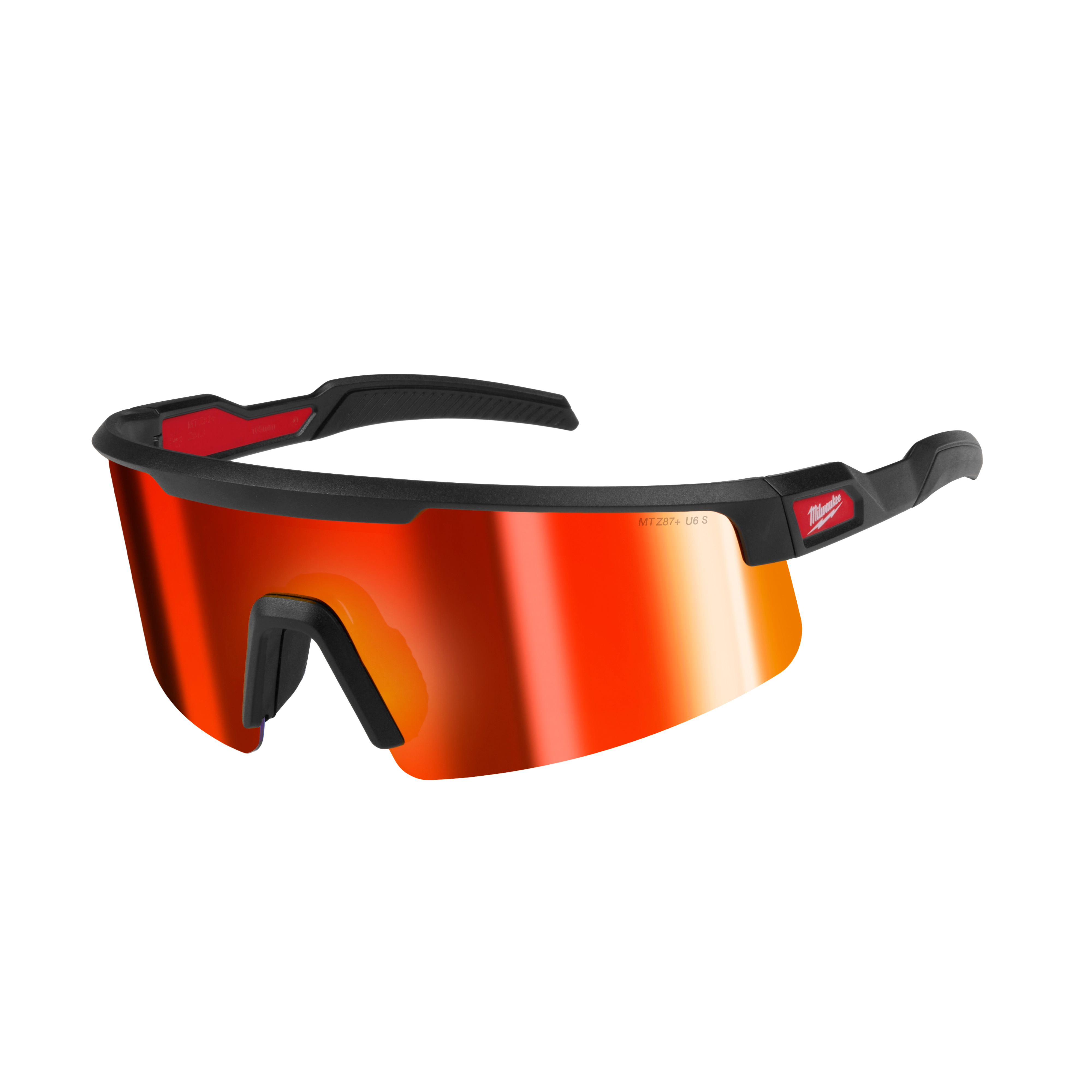 Wrap Around Safety Glasses - Red Mirrored Anti-Scratch Lenses