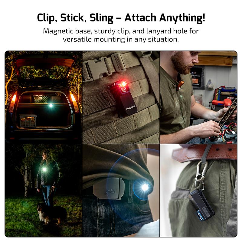  Clip on Flashlight with Floodlight Spotlight and Red Light