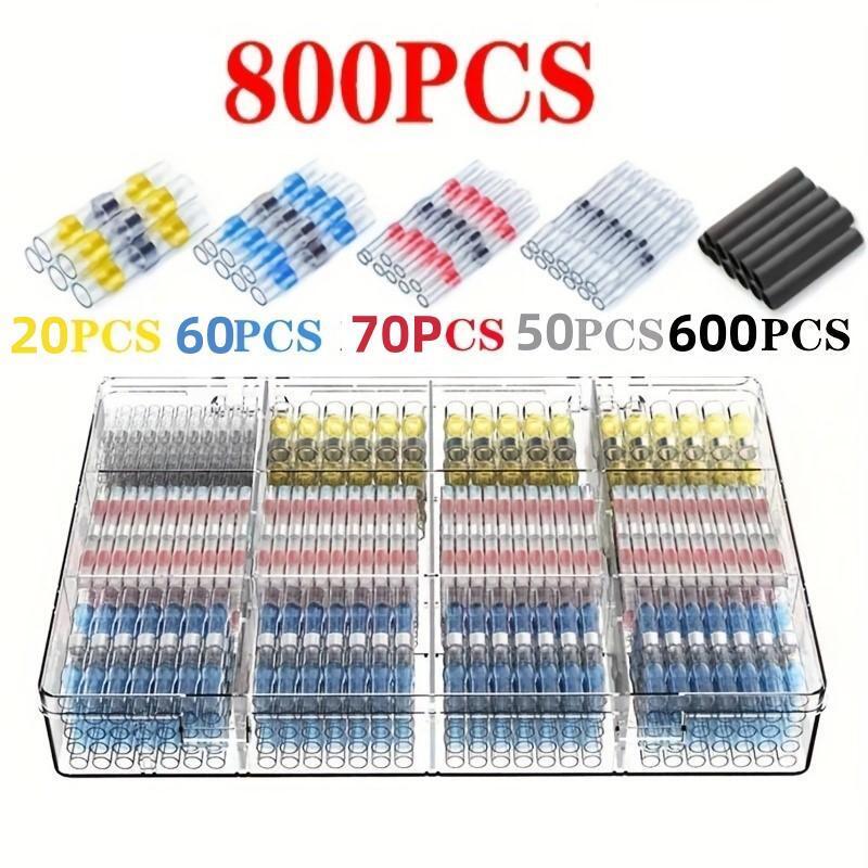 Car Heat Shrink Butt Crimp Terminal Kit, Waterproof Solder Seal Electrical Connectors, Suitable For Automotive & Marine Wiring