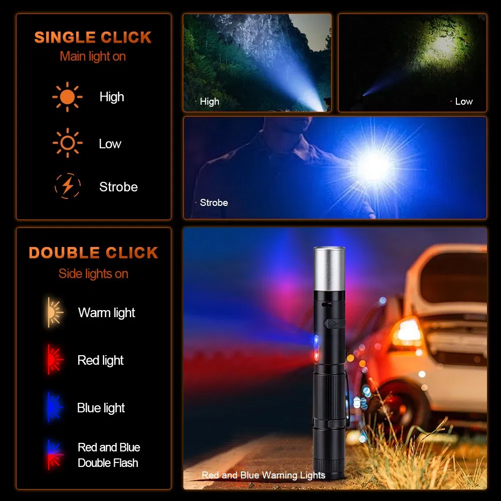 Cigarette Lighter Magnets Zoomable Linterna USB Rechargeable Lantern