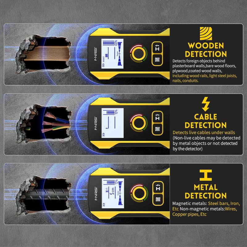 FNIRSI WD-01 Metal Detector Wall Scanner with Newly Designed Positioning Hole for AC Live Cable Wires Metal Wood Stud Find