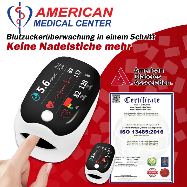 GlucoSense Laser Blood Glucose Meter (for monitoring blood glucose, blood oxygen, and blood pressure) 【Accuracy up to 99.9%】