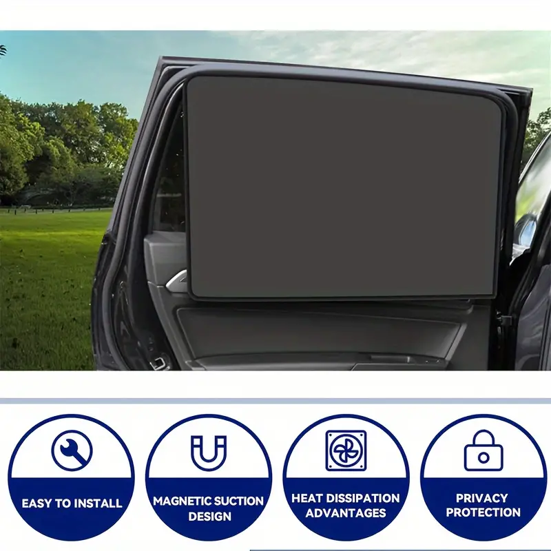 easy install magnetic car sunshade set polyester side details 3