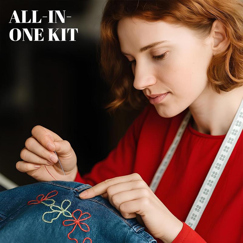 34 PCS Big Eye Steel Needles Set - Long & Thin Handmade Quilting & Sewing Needles Kit for DIY Embroidery Mending Sewing Projects