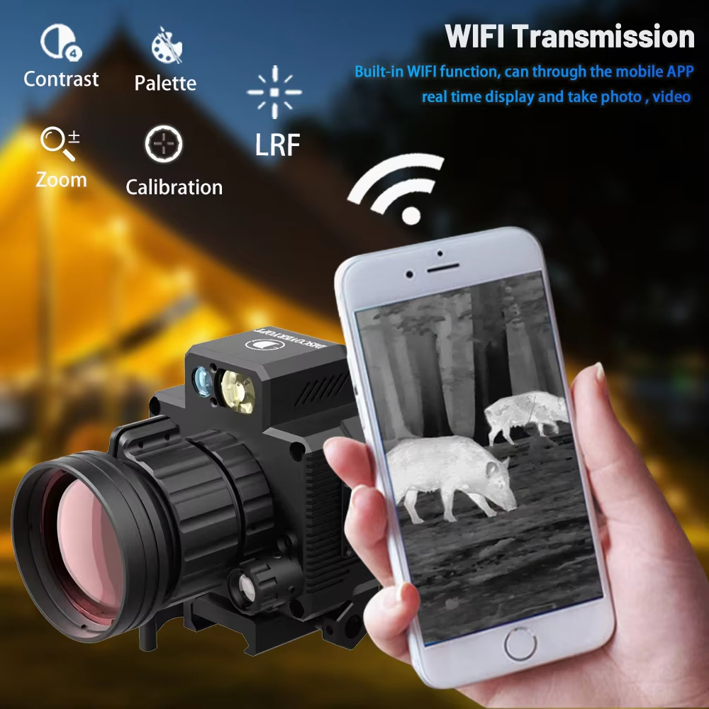 Crosshair Reticle Tiny Thermal Imaging Camera for Hunting Search Bird Detection with 1200m Distance Measurer Real Time Ranging