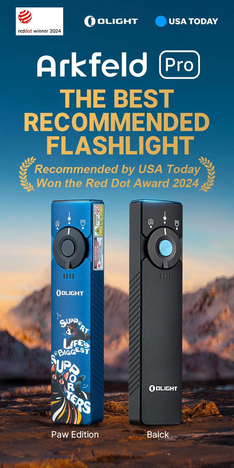 Product Introduction of OLIGHT Arkfeld Pro Rechargeable EDC Flashlight with Green Beam, UV Light and White LED Combo, 1300 Lumens Pocket Lights 7