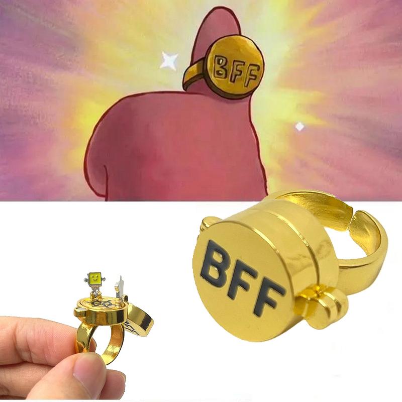 GoodLittleGoods 2Pcs BFF Letter Spinner Rings – Anime-Inspired Secret Box Design, Adjustable Friendship Jewelry for Boys & Girls, Cute Gift for Besties