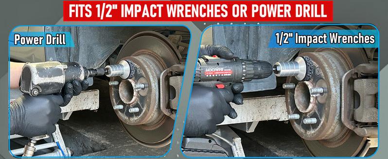 Wheel Hub Cleaning Kit,Brake Hub Cleaning Kit Includes 3 Pads,Holder and Adapter,Fits Power Drill or 1/2" Impact Driven Wrenches