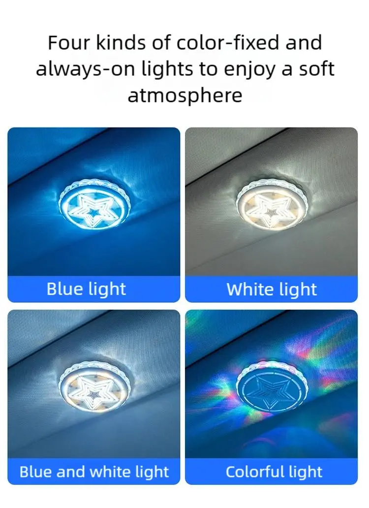 Product Introduction of LED Atmosphere Lights for Cars - 16 Color Interior Lighting Kit with Magnetic Base Easy Install for All Cars Family Night Light Car Ceiling Decorative Reading Lights Voice Activated 10