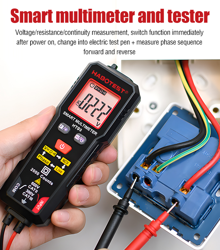 🧰Multi-purpose digital multimeter, phase sequence detection, intelligent, fully automatic anti-burn multimeter