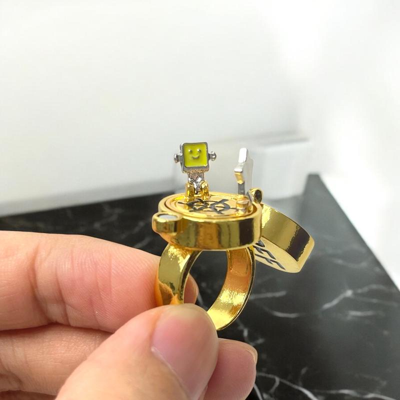 GoodLittleGoods 2Pcs BFF Letter Spinner Rings – Anime-Inspired Secret Box Design, Adjustable Friendship Jewelry for Boys & Girls, Cute Gift for Besties