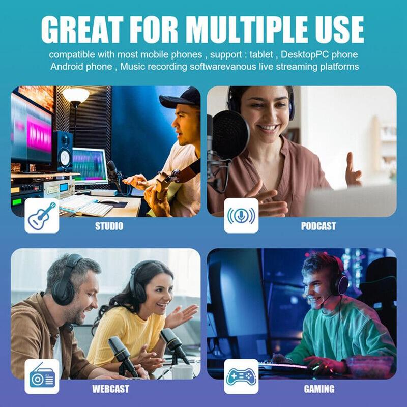 Product Introduction of Live Sound Card with DJ Mixer Effects & Voice Changer,&nbsp;Multi-Application Podcast Production Studio Equipment, Sound Card&nbsp;for Streaming Podcasting Gaming 7