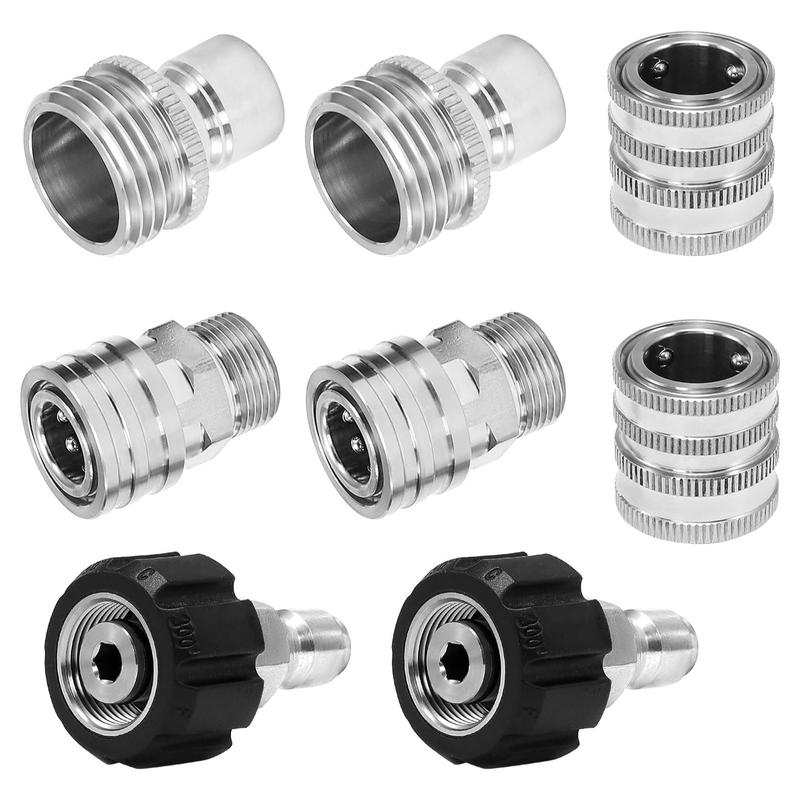 M MINGLE Ultimate Pressure Washer Adapter Set, Stainless Steel Quick Disconnect Kit, M22 Swivel to 3/8 Inch Quick Connect, 3/4 Inch to Quick Release, 8-Pack