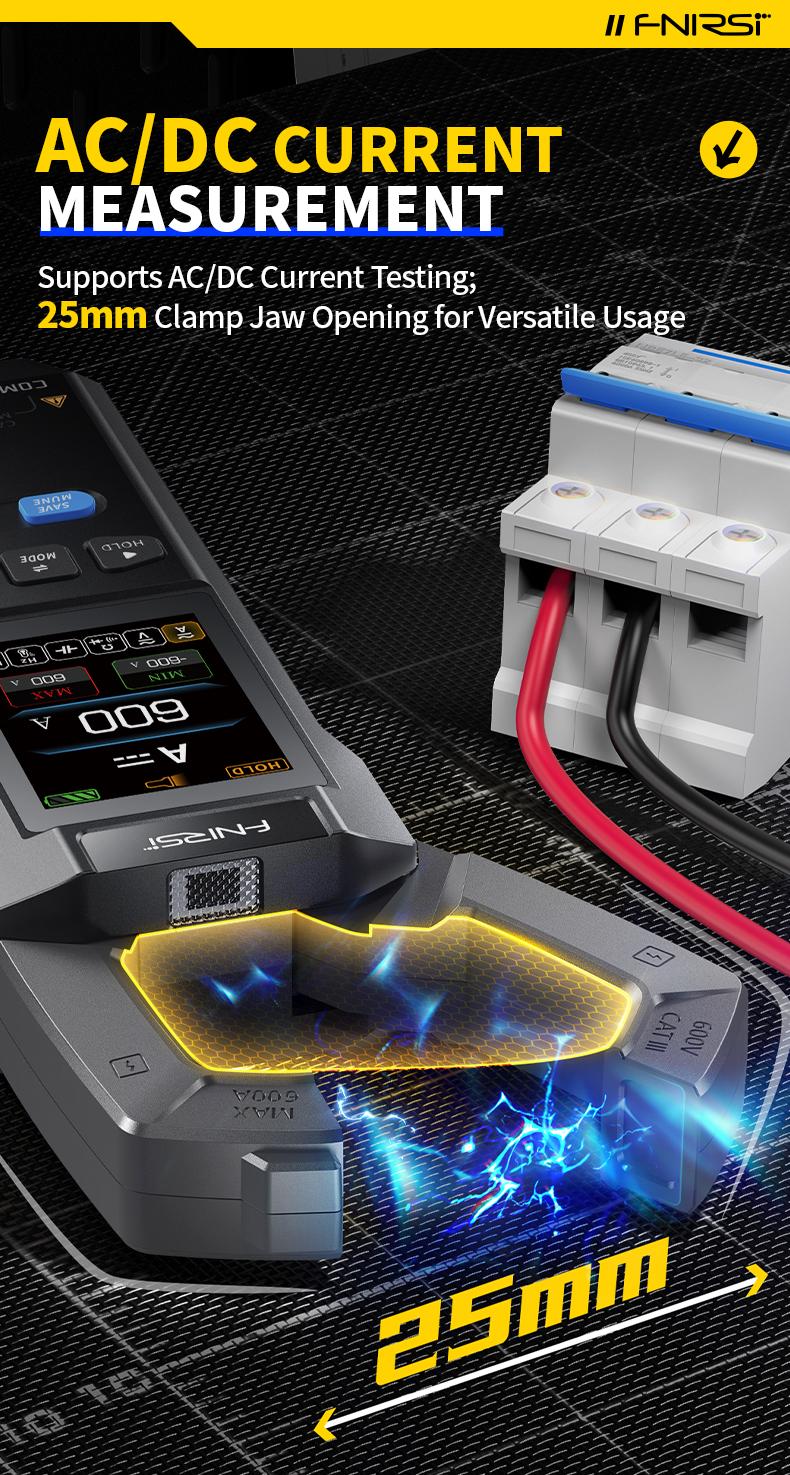 Product Introduction of FNIRSI DMC-100 DC AC Current Voltage Clamp Meter USB Charger 10000 Counts 600A Amperimetric Clamp Tester NCV Electrician Tools 5