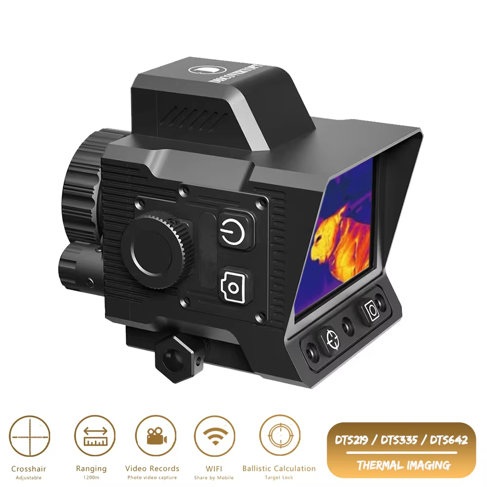 Crosshair Reticle Tiny Thermal Imaging Camera for Hunting Search Bird Detection with 1200m Distance Measurer Real Time Ranging