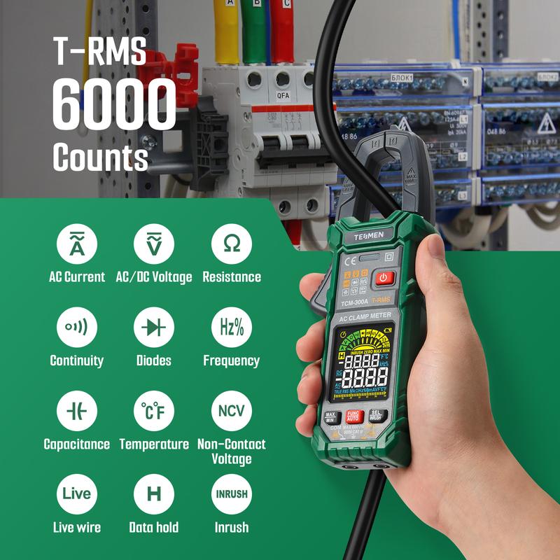 Smart clamp meter multimeter, intelligent measurement, automatic range, with AC/DC voltmeter