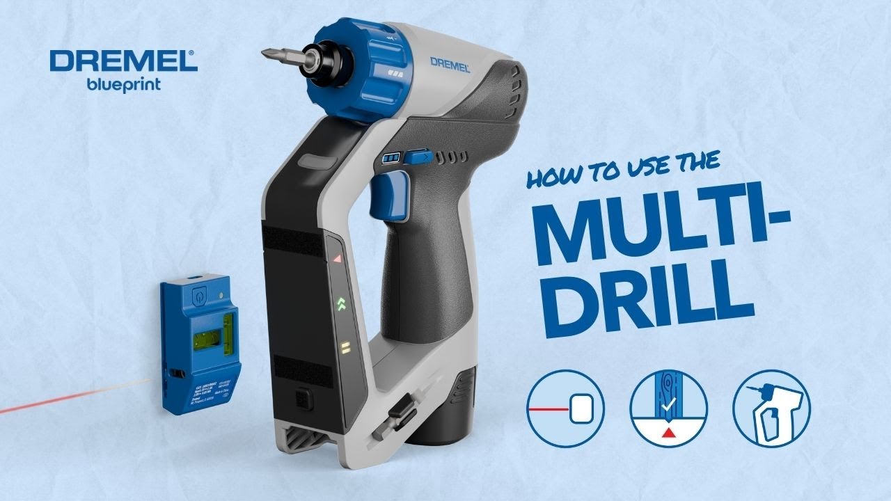 3-in-1 drill with integrated stud finder and removable laser leveler