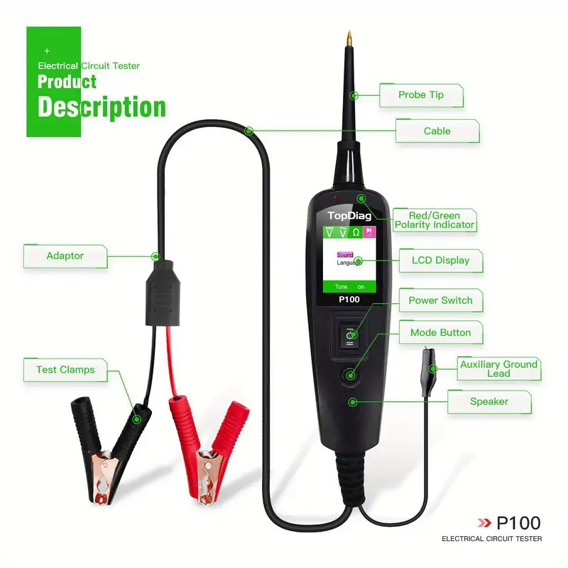 12 24v multifunctional car circuit tester power circuit probe kit car battery voltage resistant tester diagnostic tool component details 2