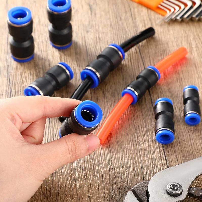 100Pcs Straight Push Connectors - Quick Connect Air Hose Fittings 4 6 8 10 12 mm Tube,Quick Release Pneumatic Connectors,Air Line Fittings,Tool