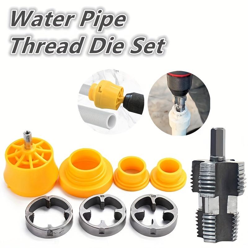 Product Introduction of Plastic Pipe Threading Tap Set - Electric Drill Type PVC Pipe Threading Mold with Reusable Tool Set for 1/2", 3/4", 1" Sizes, Includes Gloves 2