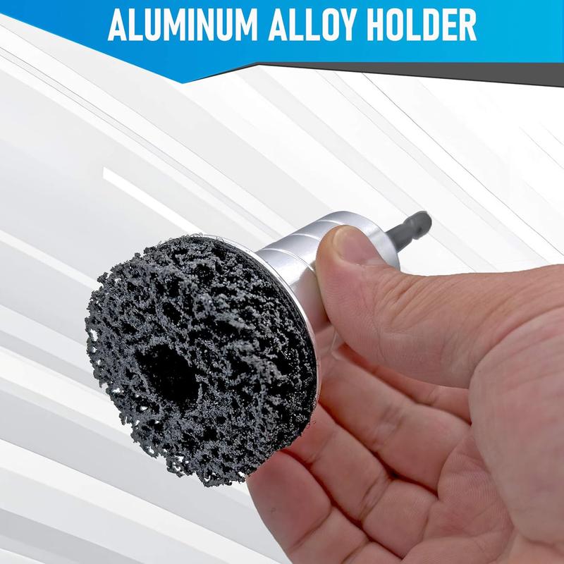 Wheel Hub Cleaning Kit,Brake Hub Cleaning Kit Includes 3 Pads,Holder and Adapter,Fits Power Drill or 1/2" Impact Driven Wrenches