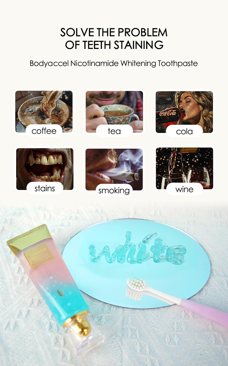 Product Introduction of Bodyaccel Toothpaste's newest fast-acting whitening formula - derived from natural peach extract - niacinamide! 11