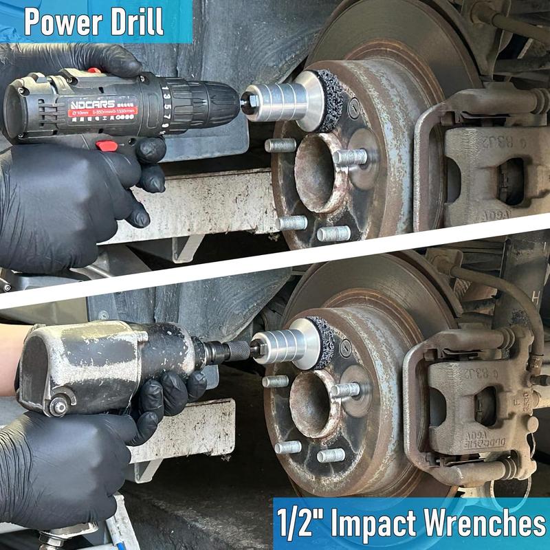 Wheel Hub Cleaning Kit,Brake Hub Cleaning Kit Includes 3 Pads,Holder and Adapter,Fits Power Drill or 1/2" Impact Driven Wrenches