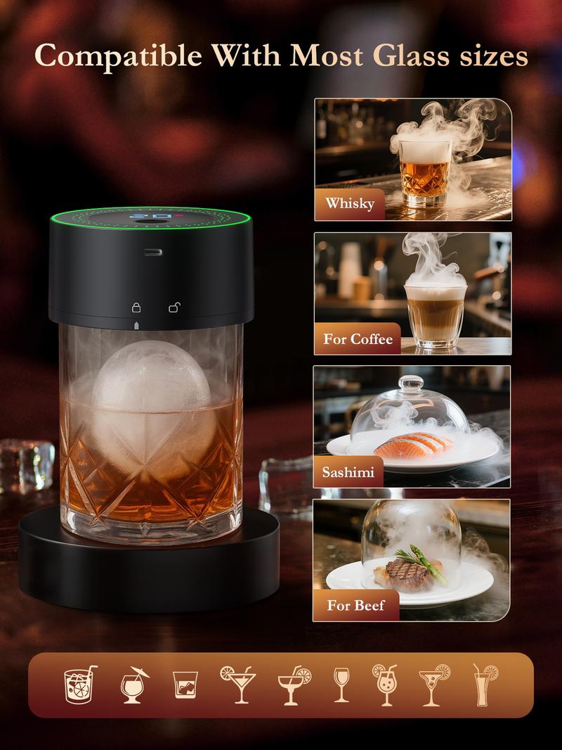 Amzseat Electric Whiskey Smoker Kit Built-in Lighter, No Butane Needed, Rechargeable Cocktail Smoker Kit with 6 Wood Chips,Fashioned Drink Smoker Kit, Bourbon Whiskey Gifts for Men,Dad,Husband Bakeware Wooden