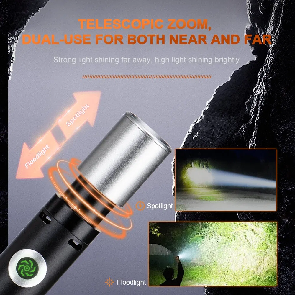 Cigarette Lighter Magnets Zoomable Linterna USB Rechargeable Lantern