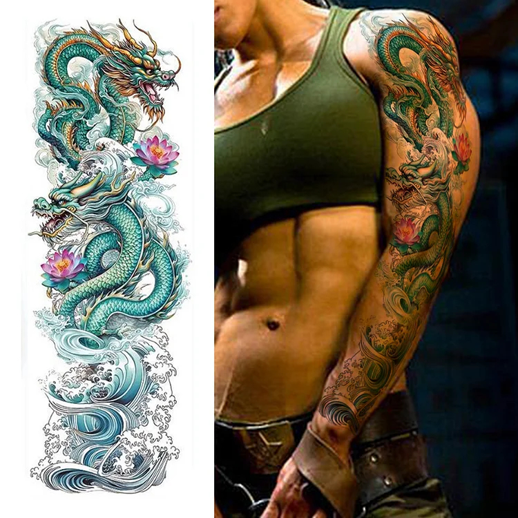 4 Sheets Full Arm Maori Totem Sleeve Black Cool 170mm * 480mm Waterproof Temporary Tattoo