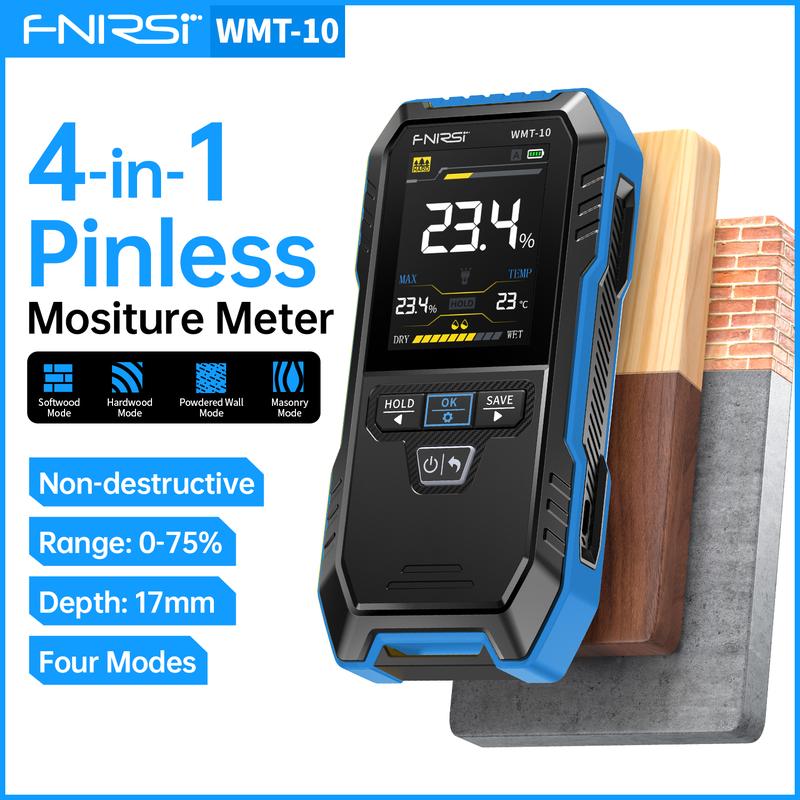 Rechargable Wood Moisture Meter Pinless 4-in-1 Detector 